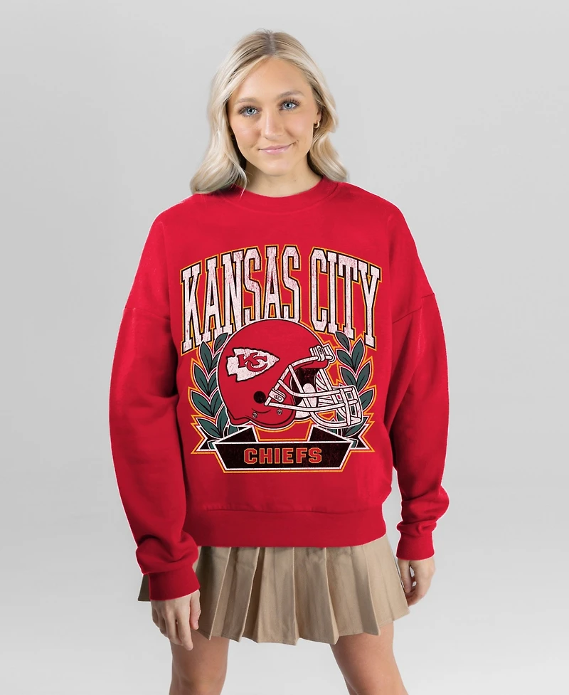 Gameday Couture Women's Kansas City Chiefs Classic Archives Premium Fleece Oversized Crewneck Sweatshirt
