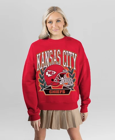Gameday Couture Women's Kansas City Chiefs Classic Archives Premium Fleece Oversized Crewneck Sweatshirt