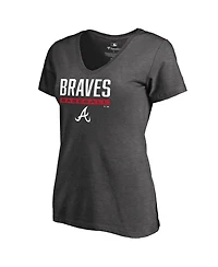 Fanatics Mto Label Women's Atlanta Braves Win Stripe V-Neck Short-Sleeve T-Shirt