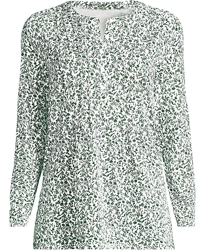 Lands' End Plus Long-Sleeve Pintuck Tunic Blouse
