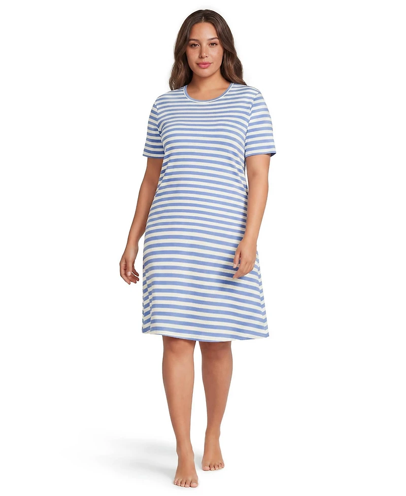 Lands' End Plus Cotton Interlock Short Sleeve Knee Length Gown