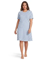 Lands' End Plus Cotton Interlock Short Sleeve Knee Length Gown
