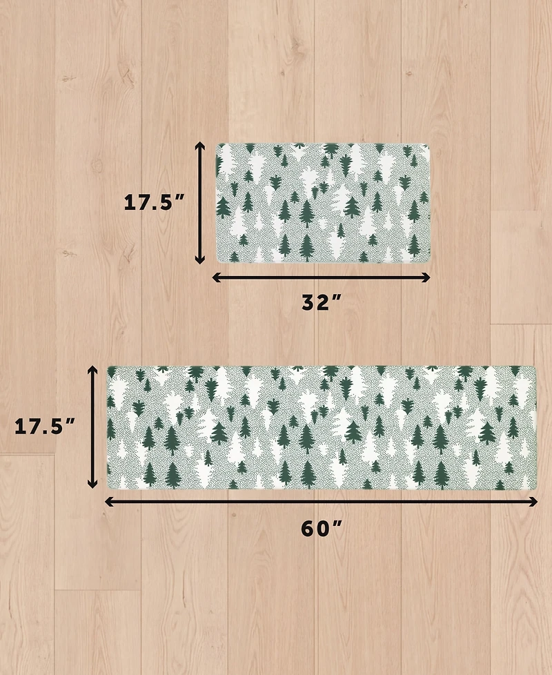 Eddie Bauer Christmas Trees Non-Slip 2-Piece Kitchen Mat Set