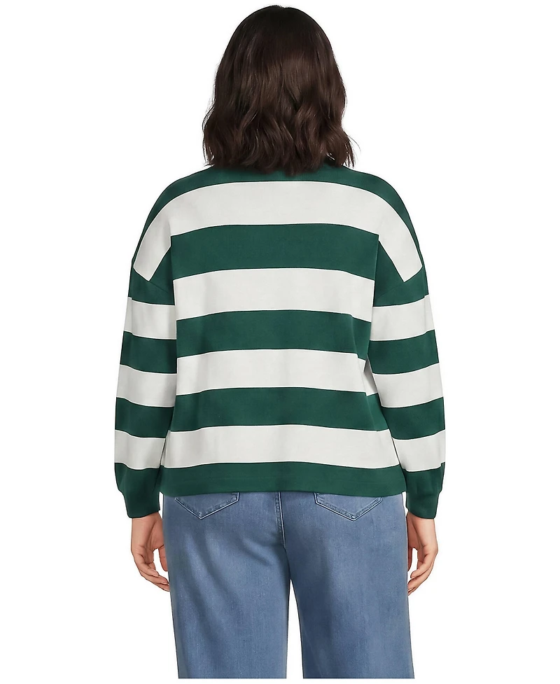 Lands' End Plus Long-Sleeve Breton-Stripe Relaxed-Fit T-Shirt