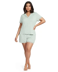 Lands' End Plus Cooling Lace-Trim Top and Shorts 2-Piece Pajama Set, 4" Inseam