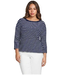Lands' End Plus Boat Neck 3/4-Sleeve Cotton T-Shirt