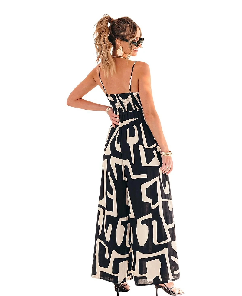 Cupshe Women's Abstract Geometric Print Wide-Leg Jumpsuit