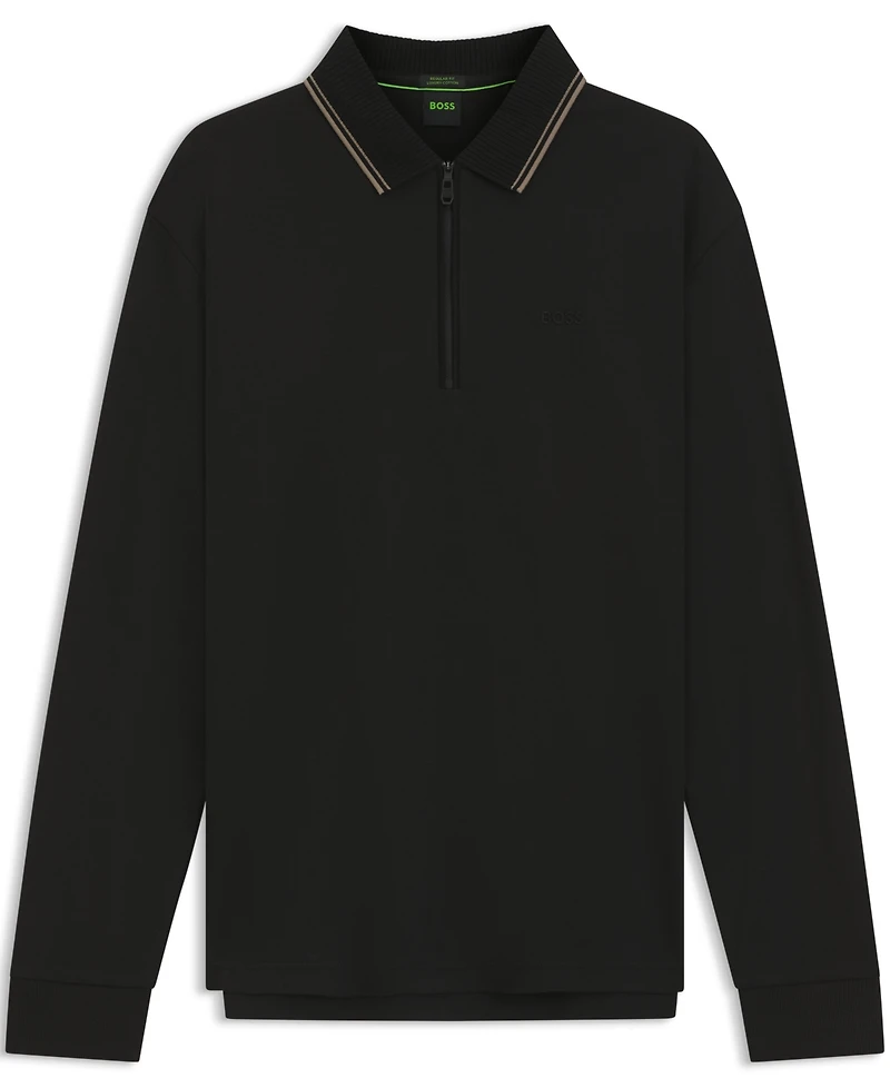Boss by Hugo Boss Men's Interlock-Cotton Zip-Neck Polo Shirt