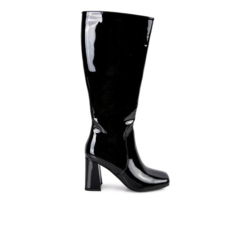 Hypnotize Patent Pu Block Heeled Calf Boots