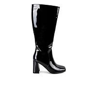 Hypnotize Patent Pu Block Heeled Calf Boots