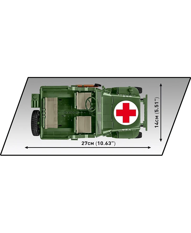 Cobi Historical Collection Wwii Jeep Willys Mb Medical 1131-Piece Building Set, Ages 11+