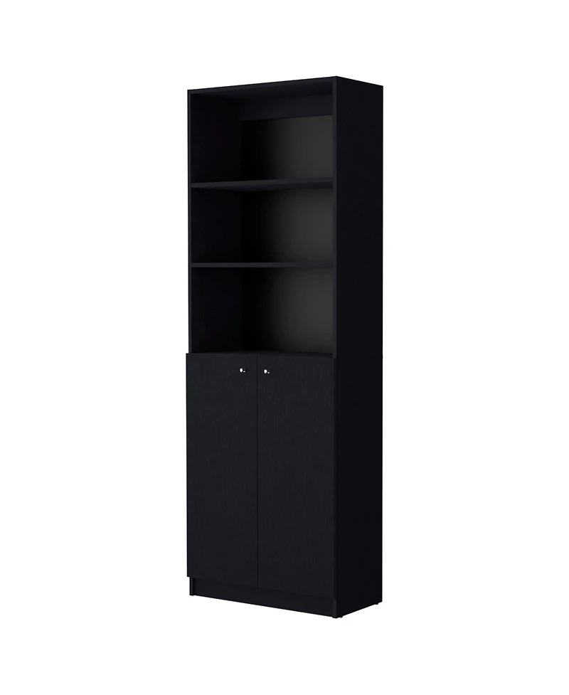 HomeRoots 71" Five Tier Bookcase with Two doors