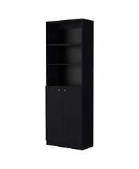 HomeRoots 71" Five Tier Bookcase with Two doors