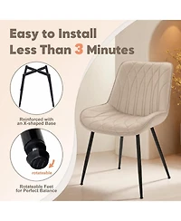 homfan Set of 6 Faux Leather Upholstered Dining Chairs with Curved Backrest and Steel Legs
