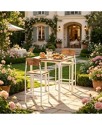 Flynama 3-Piece Bistro Dining Set with Square Table and 2 Stools for Small Spaces
