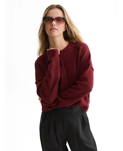 Scotch & Soda Women's Fuzzy Relaxed-Fit V-Neck Cardigan