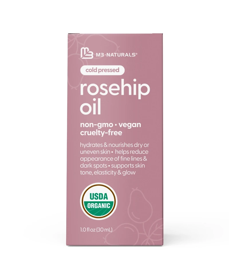 M3 Cold Pressed Rosehip Oil for Face, Skin, Hair and Nails, 1 Fluid Ounce