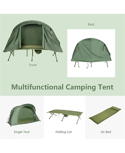 Sevorley 4-in-1 Single-Person Camping Cot Tent with Self-Inflating Mattress and Carry Bag for Solo Travel
