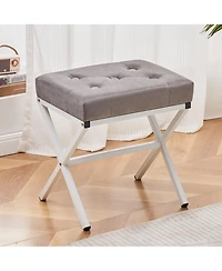 Slickblue Upholstered Ottoman Foot Stool with Thick Cushion and Metal X Legs