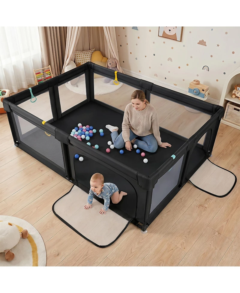 Costway Large Portable Baby Playpen with 50 Ocean Balls