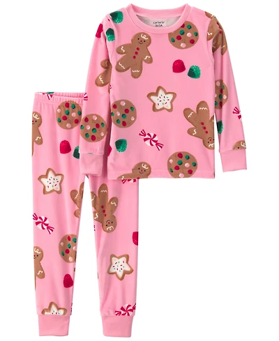Carter's Toddler Girls' 2T-5T Gingerbread-Print Snug-Fit Top and Pants, 2-Piece Pajama Set