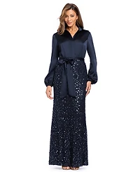 Xscape Women's Long-Sleeve Sequin Gown