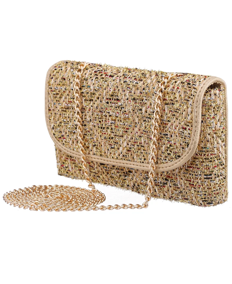 Nina Cerise Metallic Tweed Mini Crossbody Handbag