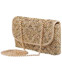 Nina Cerise Metallic Tweed Mini Crossbody Handbag