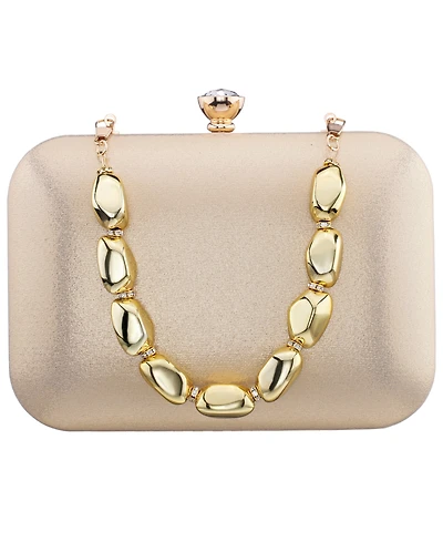 Nina Kaela Metallic Beaded Mini Handle Clutch Handbag