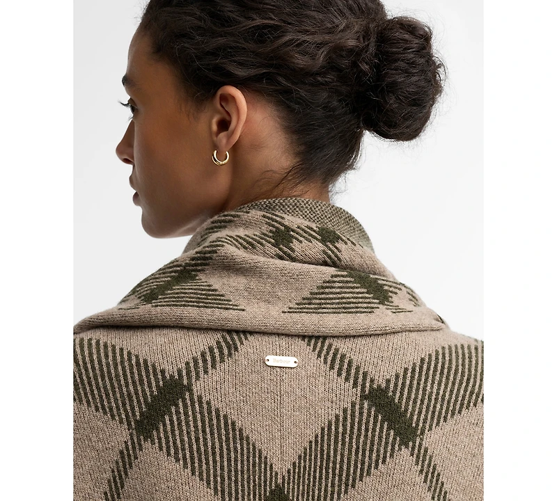 Barbour Women's Vienna Tartan Knitted V-Neck Wool-Blend Cape