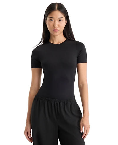 Good American Scuba Crewneck Short-Sleeve Bodysuit