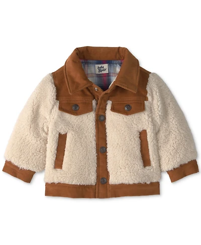 Osh Kosh Baby Boys' Collared Color-Block Teddy Fleece Jacket