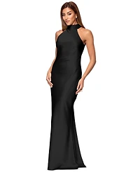 Xscape Petite Sleeveless Tie-Neck Long Gown