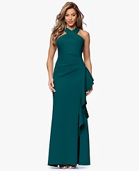 Xscape Petite Ruffled Halter Gown