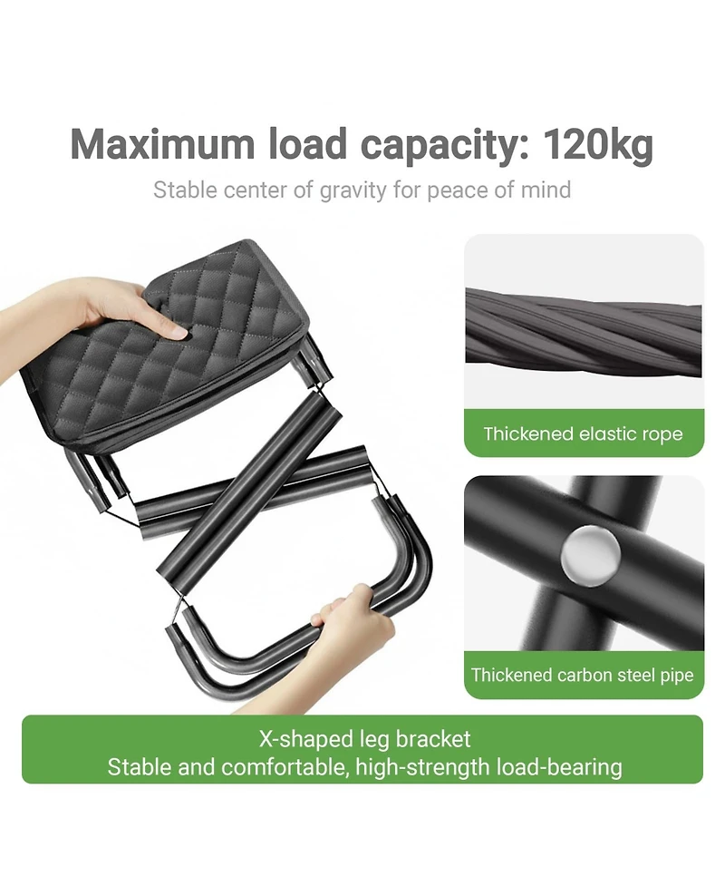 Aofar Foldable Stool Carbon Steel Collapsible Pocket Chair Camping Hiking