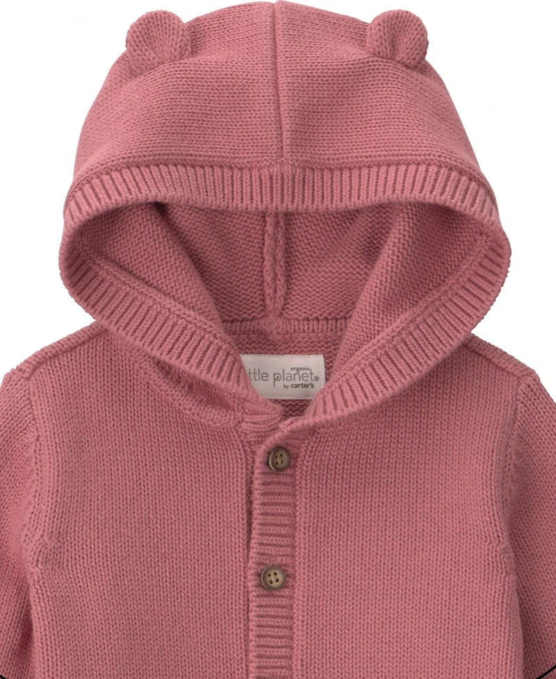 Little Planet by carter's Baby Girls' Cotton Sweater Knit Hooded Cardigan and Pant Set