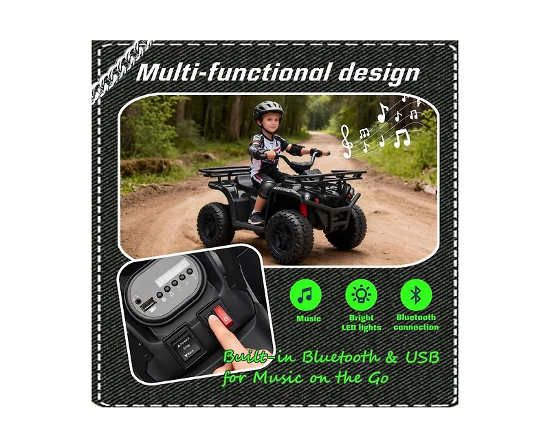 Yobtop 24V Dual Motor Off-Road Ride-On Atv, Ages 3-5