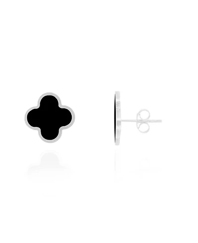 The Lovery Classic Onyx Clover Stud Earrings Sterling Silver