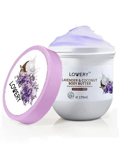 Lovery Lavender and Coconut Scented Whipped Body Butter, Bath and Body Care Cream, 170ml
