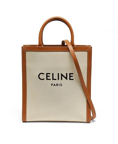 Pre-Owned Celine Women's Vertical Cabas Tote in Canvas with Leather Trim