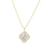 The Lovery Large Mother of Pearl Cz Clover Necklace 14K Gold-Plated Sterling Silver