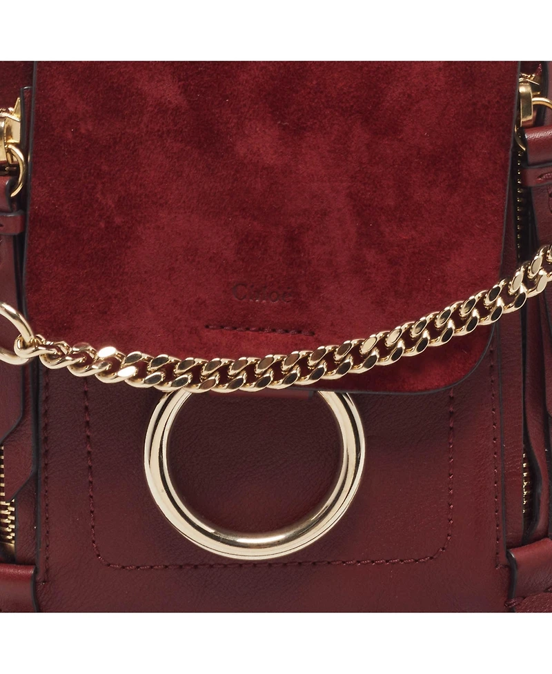 Pre-Owned Chloe Women's Faye Mini Leather and Suede Backpack