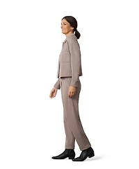 Cable & Gauge Women's Rib Knit Lounge Button-Down Shacket and Pull-On Pants Set