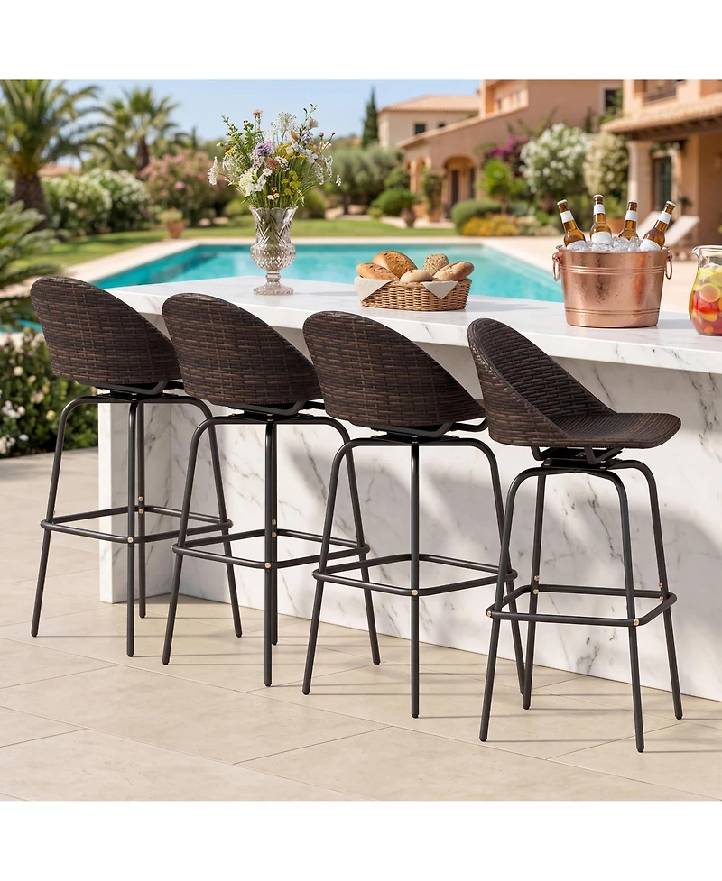 Gymax 30'' Patio Swivel Bar Stools w/400 Lbs Capacity Metal Frame Contoured Seat