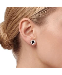The Lovery Large Onyx Cz Clover Stud Earrings 14K Gold-Plated Sterling Silver