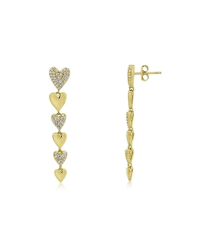 The Lovery Cz Alternating Heart Dangle Earrings 14K Gold Plated Sterling Silver