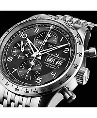 Alexander Men's Megalos Silver-tone Stainless Steel , Black Dial , 51mm Round Watch