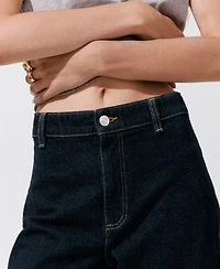 Mango Women's Catherin Culotte Wide-Leg High-Rise Dark-Rinse Jeans