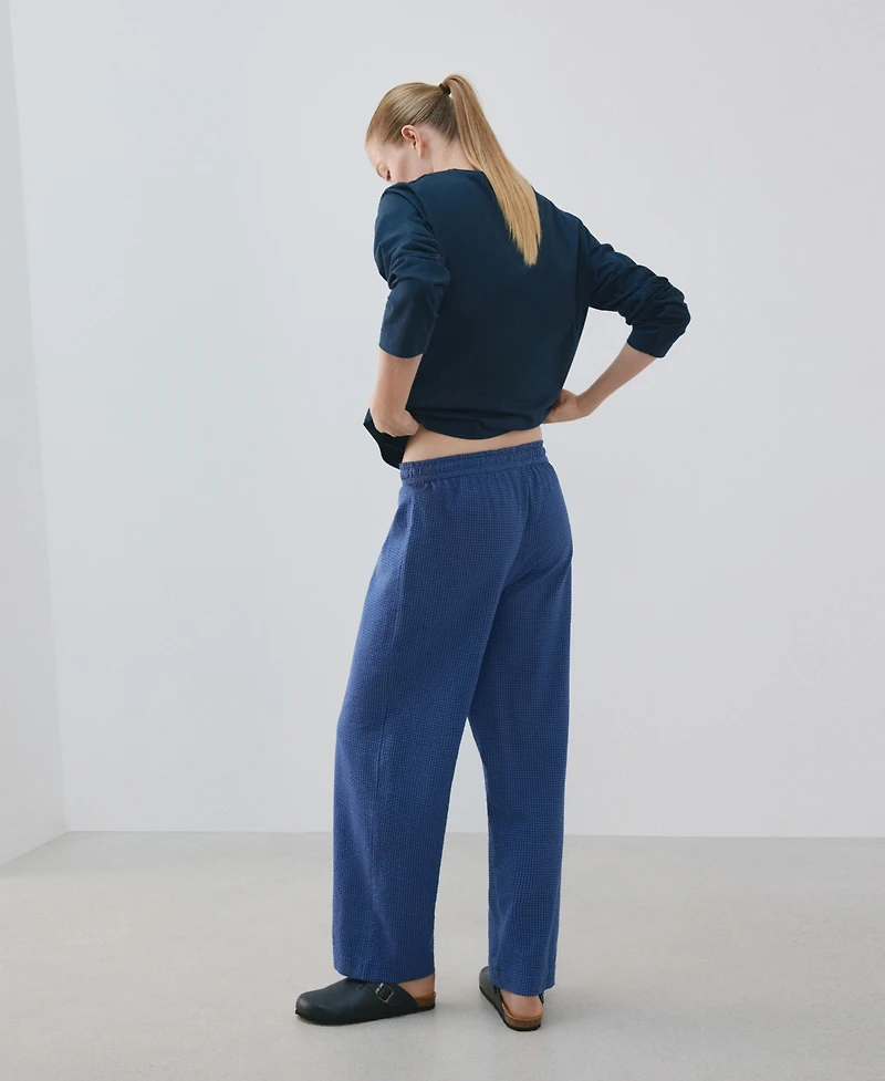 Mango Women's Seersucker Striped Long-Sleeve Two-Piece Pajamas