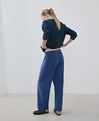 Mango Women's Seersucker Striped Long-Sleeve Two-Piece Pajamas